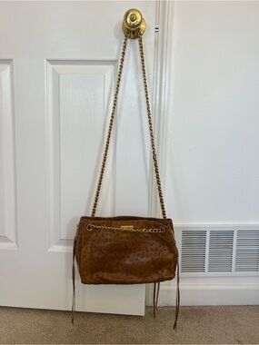 Rebecca Minkoff Brown Leather Crossbody with Gold Chain Strap